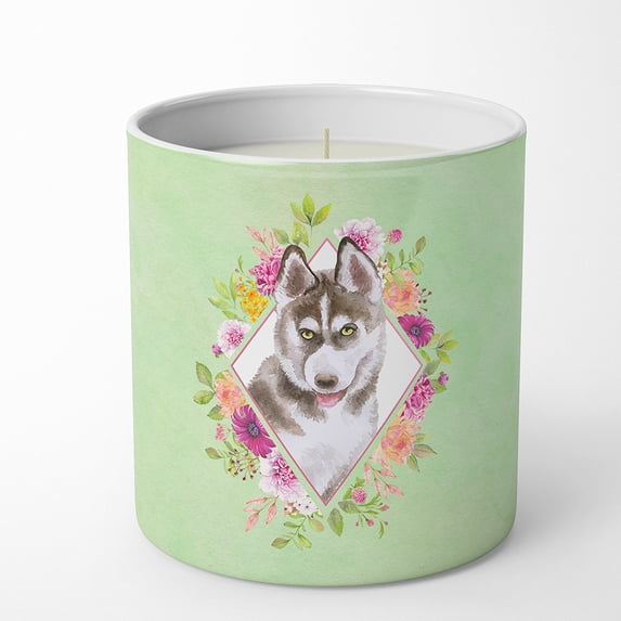 Carolines Treasures CK4312CDL Siberian Husky 2 Soy Candle 10 oz Decorative Gift Scented Soy Candles for Home Green