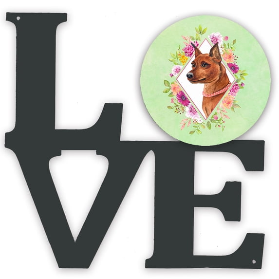 Carolines Treasures CK4321WALV Miniature Pinscher Green Flowers Metal Wall Artwork LOVE 12X12 multicolor