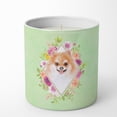 thumbnail image 1 of Carolines Treasures CK4329CDL Pomeranian 1 Soy Candle 10 oz Decorative Gift Scented Soy Candles for Home Green Flowers, 1 of 2