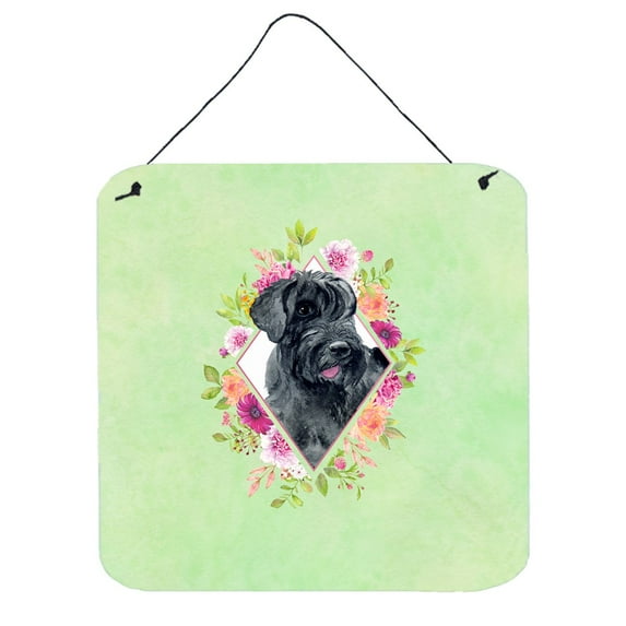 Carolines Treasures CK4338DS66 Giant Schnauzer Green Flowers Wall or Door Hanging Prints 6x6 multicolor