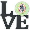 thumbnail image 1 of Schnauzer Green Flowers Metal Wall Artwork LOVE, 1 of 2