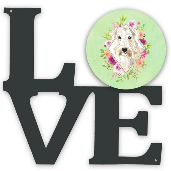 Carolines Treasures CK4362WALV Wheaten Terrier Green Flowers Metal Wall Artwork LOVE 12X12 multicolor