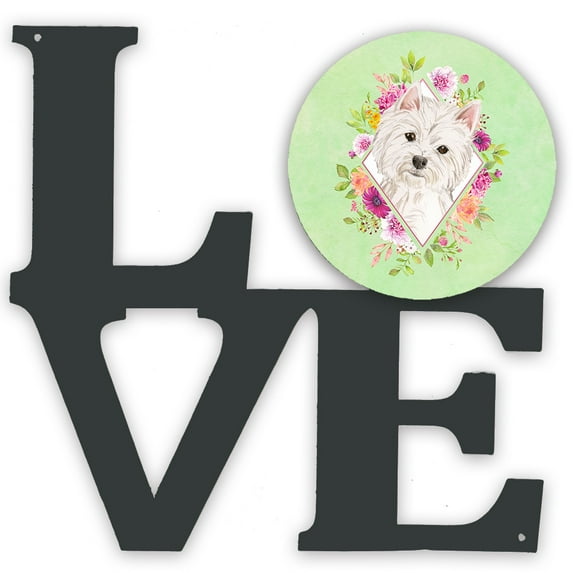 Carolines Treasures CK4363WALV Westie Green Flowers Metal Wall Artwork LOVE 12X12 multicolor