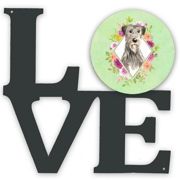 Carolines Treasures CK4391WALV Irish Wolfhound Green Flowers Metal Wall Artwork LOVE 12X12 multicolor