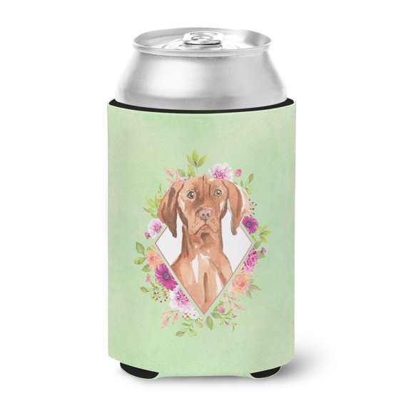 Carolines Treasures CK4392CC Vizsla Green Flowers Can or Bottle Hugger Can Hugger multicolor