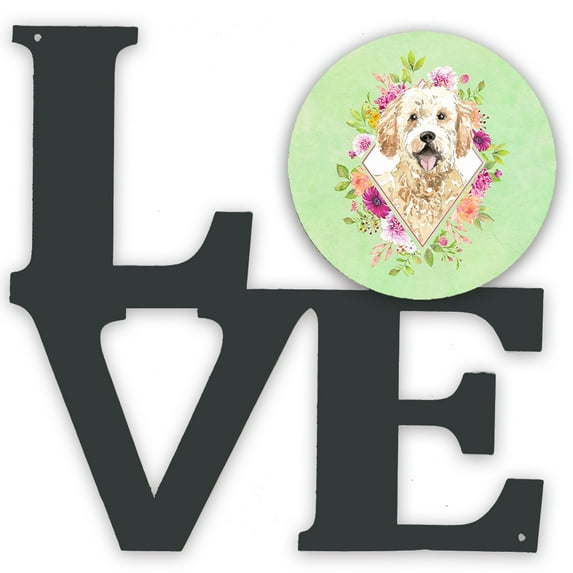 Carolines Treasures CK4396WALV Goldendoodle Green Flowers Metal Wall Artwork LOVE 12X12 multicolor