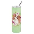 thumbnail image 1 of Carolines Treasures CK4408TBL20 Blenheim Cavalier Spaniel Green Flowers Stainless Steel 20 oz Skinny Tumbler 20 oz, 1 of 4