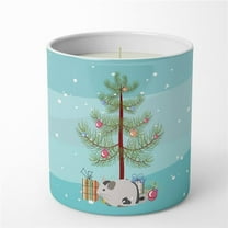 Carolines Treasures CK4435CDL 3.75 x 3.25 in. Unisex Mosaic Chinchilla Merry Christmas 10 oz Decorative Soy Candle