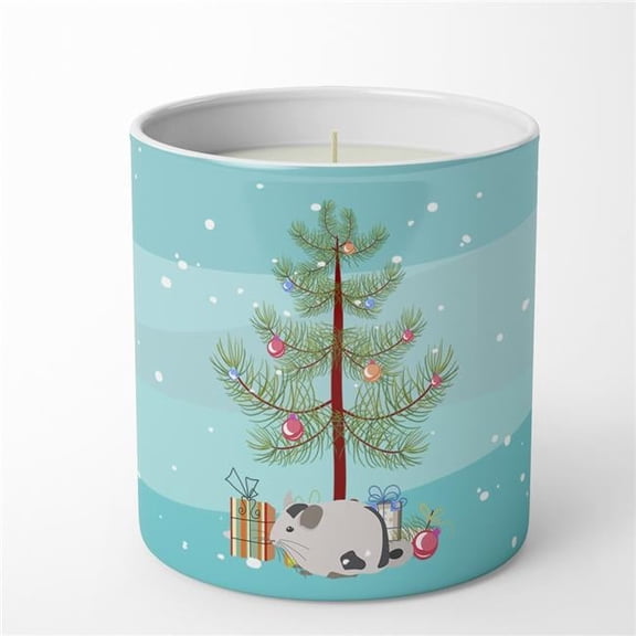 Carolines Treasures CK4435CDL 3.75 x 3.25 in. Unisex Mosaic Chinchilla Merry Christmas 10 oz Decorative Soy Candle