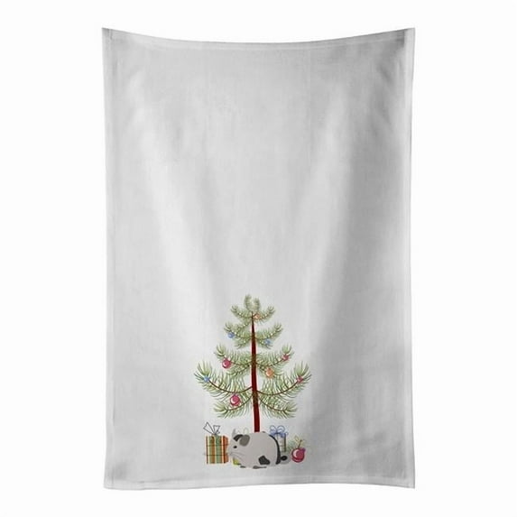 Carolines Treasures CK4435WTKT 28 x 19 in. Unisex Mosaic Chinchilla Merry Christmas White Dish Towels Kitchen Towel - Set of 2