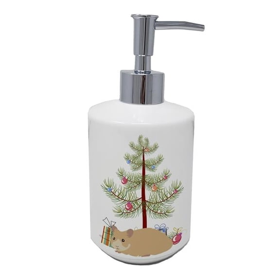 Carolines Treasures CK4455SOAP 7 x 3.5 in. Unisex Syrian Golden Hamster Merry Christmas Ceramic Soap Dispenser