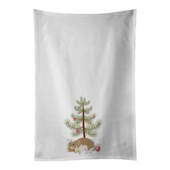 Carolines Treasures CK4457WTKT 28 x 19 in. Unisex Turkish Hamster Merry Christmas White Dish Towels Kitchen Towel - Set of 2