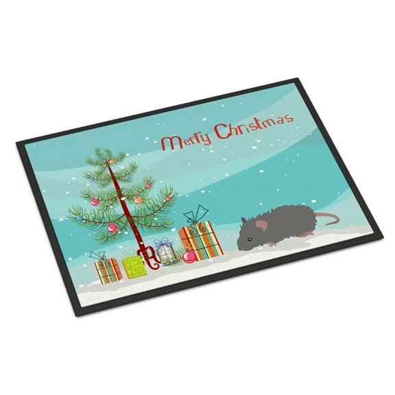 Carolines Treasures CK4459JMAT Australian Long Coated Mouse Merry Christmas Door Mat Indoor Rug or Outdoor Welcome Mat