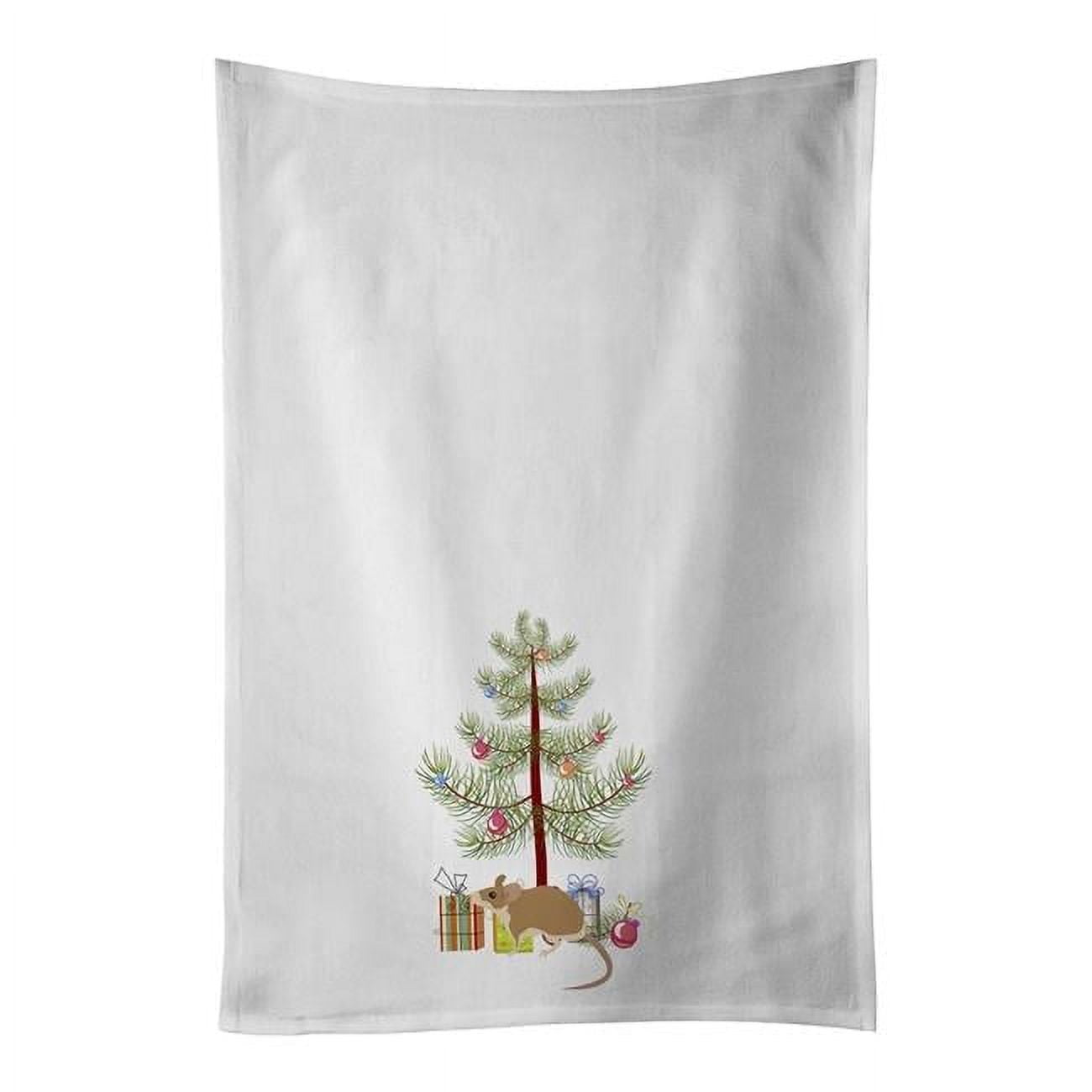 Carolines Treasures CK4465WTKT 28 x 19 in. Unisex Spiny Mouse Merry Christmas White Dish Towels Kitchen Towel - Set of 2