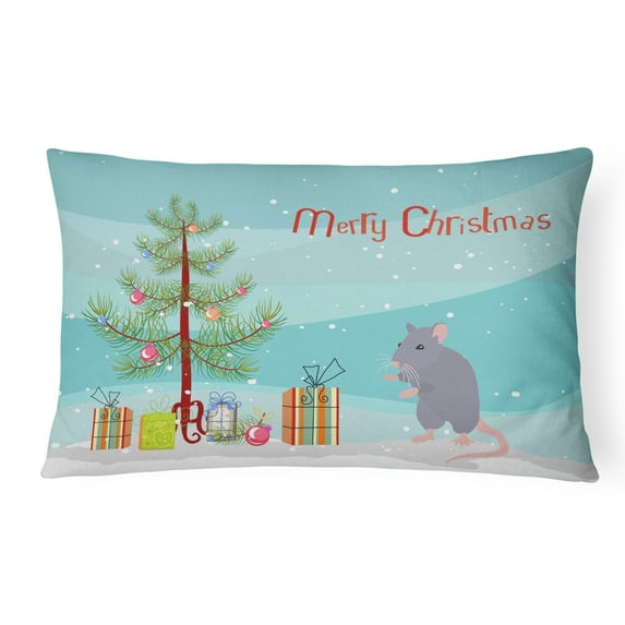 Carolines Treasures CK4469PW1216 Blue Rat Merry Christmas Canvas Fabric Decorative Pillow, 12H x16W, multicolor