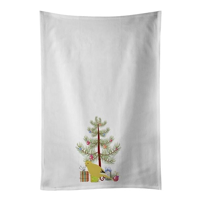 Carolines Treasures CK4478WTKT 28 x 19 in. Unisex Border Canary Merry Christmas White Dish Towels Kitchen Towel - Set of 2