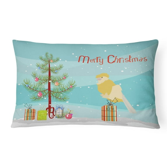 Carolines Treasures CK4479PW1216 French Curly Canary Merry Christmas Canvas Fabric Decorative Pillow, 12H x16W,