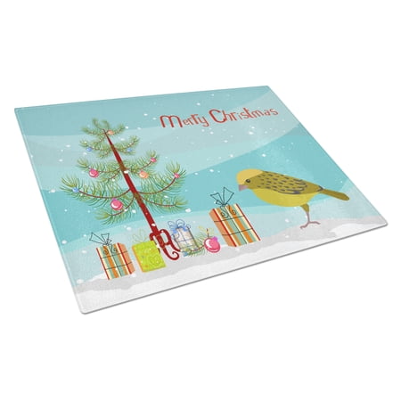 Carolines Treasures CK4481LCB Lizard Canary Merry Christmas Glass Cutting Board Large, 12H x 16W, multicolor