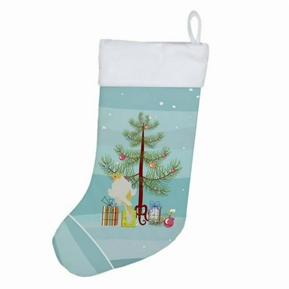 Parisian Trumpeter Canary Merry Christmas Christmas Stocking 13.5 in x 18 in