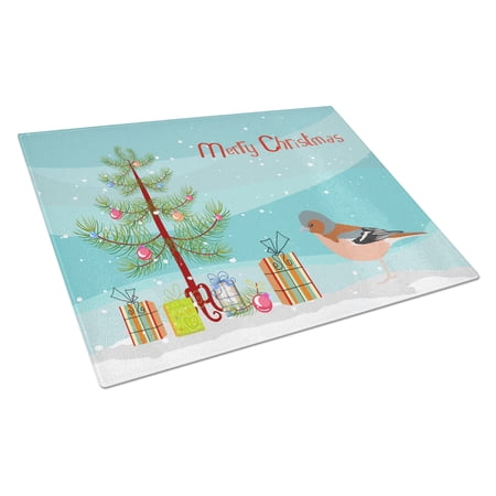 Carolines Treasures CK4488LCB Finch Merry Christmas Glass Cutting Board Large, 12H x 16W, multicolor