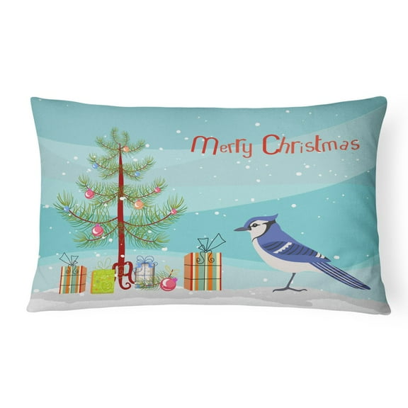 Carolines Treasures CK4490PW1216 Jay Bird Merry Christmas Canvas Fabric Decorative Pillow, 12H x16W, multicolor