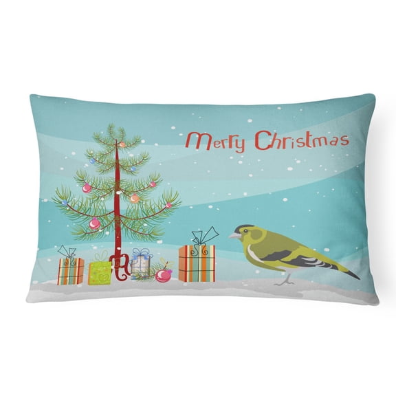Carolines Treasures CK4491PW1216 Siskin Merry Christmas Canvas Fabric Decorative Pillow, 12H x16W, multicolor