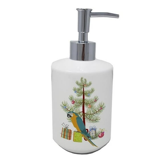 Carolines Treasures CK4500SOAP 7 x 3.5 in. Unisex Macaw Merry Christmas Ceramic Soap Dispenser