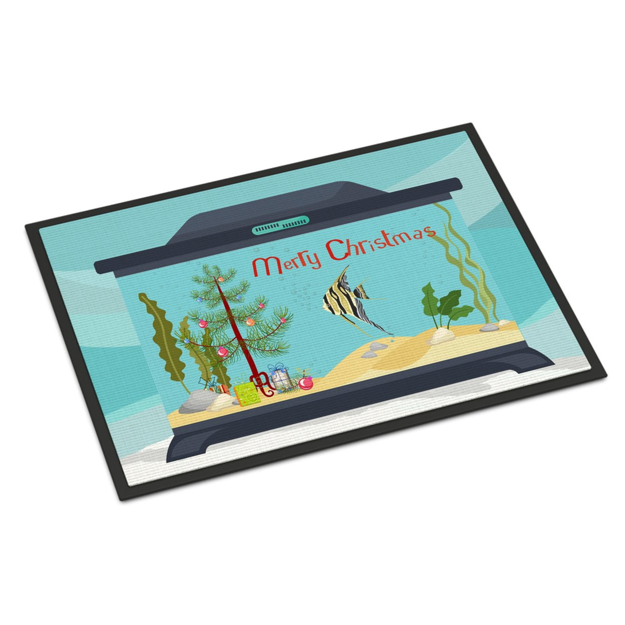 Carolines Treasures CK4504JMAT Angelfish Merry Christmas Door Mat Indoor Rug or Outdoor Welcome Mat 24x36 Doormat  36"L