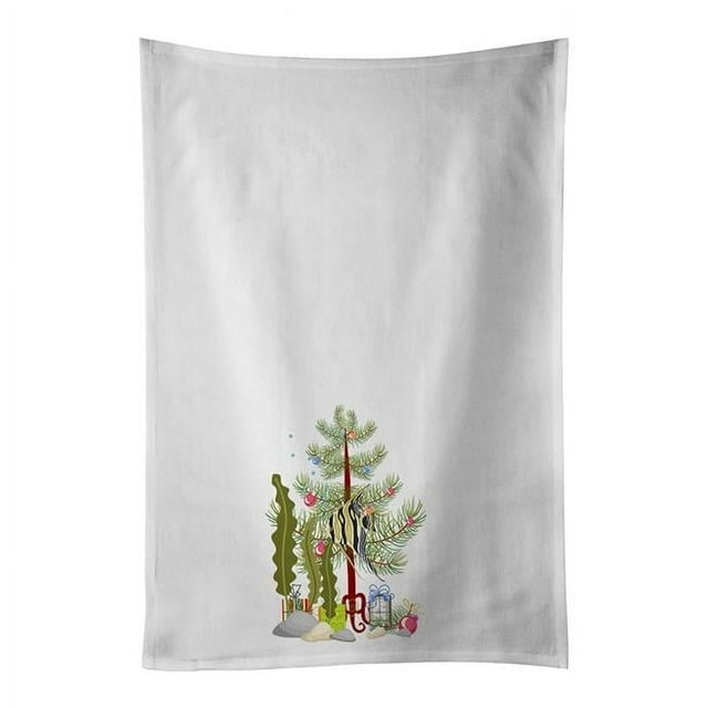 Carolines Treasures CK4504WTKT 28 x 19 in. Unisex Angelfish Merry Christmas White Dish Towels Kitchen Towel - Set of 2