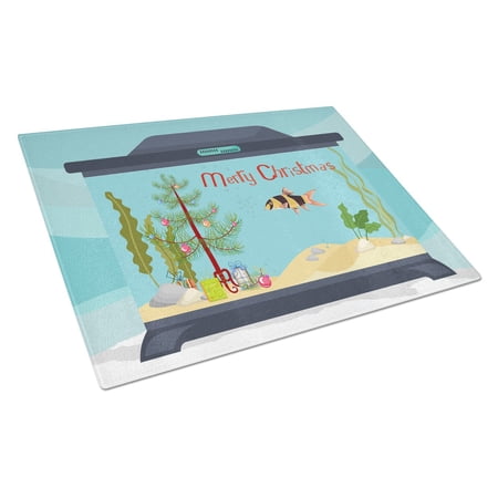 Carolines Treasures CK4506LCB Clown Loach Fish Merry Christmas Glass Cutting Board Large, 12H x 16W, multicolor