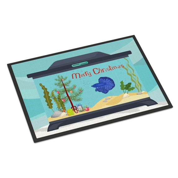 Delta Tail Betta Fish Merry Christmas Door Mat