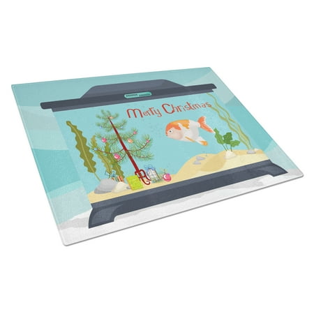 Carolines Treasures CK4513LCB Lionhead Goldfish Merry Christmas Glass Cutting Board Large, 12H x 16W, multicolor