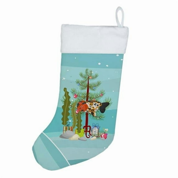 Ranchu Goldfish Merry Christmas Christmas Stocking 13.5 in x 18 in