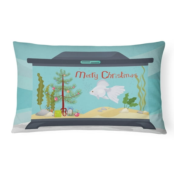 Carolines Treasures CK4516PW1216 Ryukin Goldfish Merry Christmas Canvas Fabric Decorative Pillow, 12H x16W, multicolor