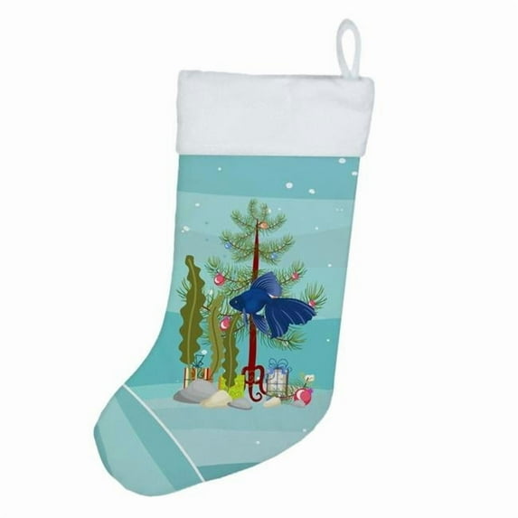 Veiltail Goldfish Merry Christmas Christmas Stocking 13.5 in x 18 in