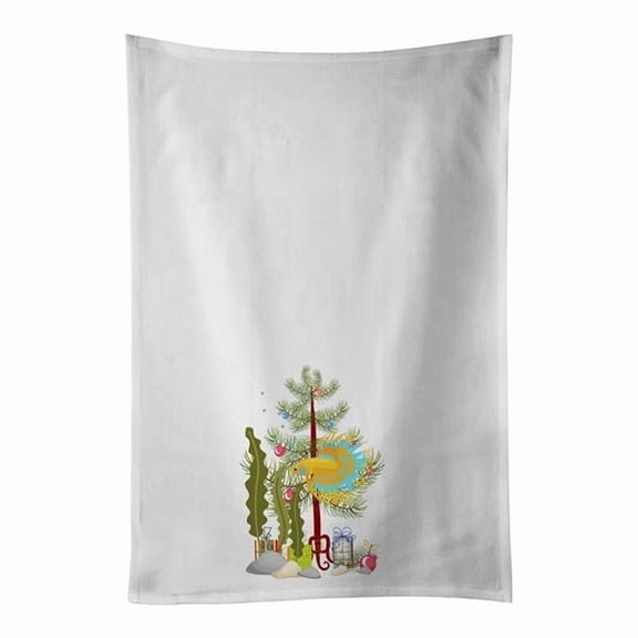 Carolines Treasures CK4523WTKT 28 x 19 in. Unisex CrownTail Betta Merry Christmas White Dish Towels Kitchen Towel - Set of 2