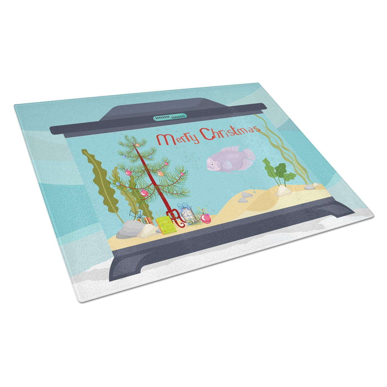 Carolines Treasures CK4526LCB Giant Gourami Merry Christmas Glass Cutting Board Large, 12H x 16W, multicolor