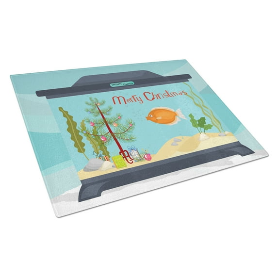 Carolines Treasures CK4527LCB Kissing Gourami Merry Christmas Glass Cutting Board Large, 12H x 16W, multicolor
