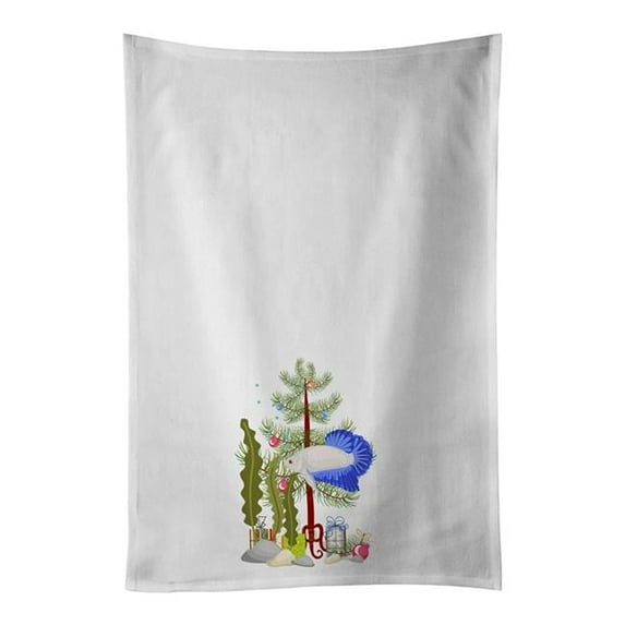 Carolines Treasures CK4531WTKT 28 x 19 in. Unisex Plakat Betta Merry Christmas White Dish Towels Kitchen Towel - Set of 2