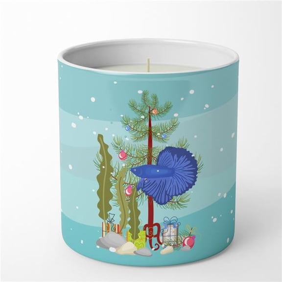 Carolines Treasures CK4532CDL 3.75 x 3.25 in. Unisex Super Delta Tail Betta Merry Christmas 10 oz Decorative Soy Candle