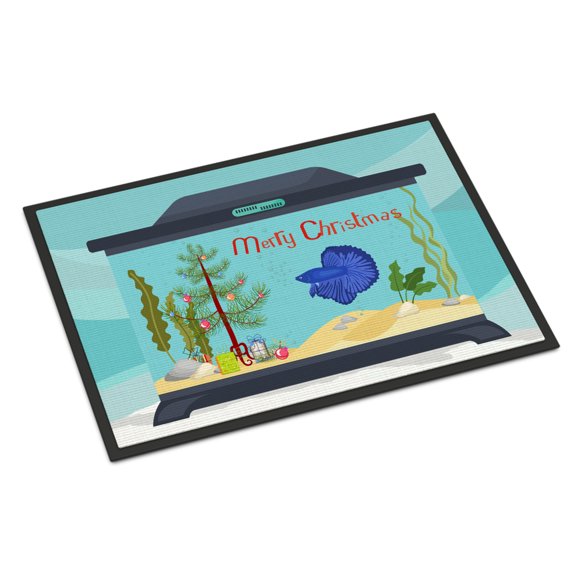 Carolines Treasures CK4532JMAT Super Delta Tail Betta Merry Christmas Door Mat Indoor Rug or Outdoor Welcome Mat 24x36