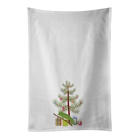 Carolines Treasures CK4540WTKT 28 x 19 in. Unisex Chameleon Merry Christmas White Dish Towels Kitchen Towel - Set of 2