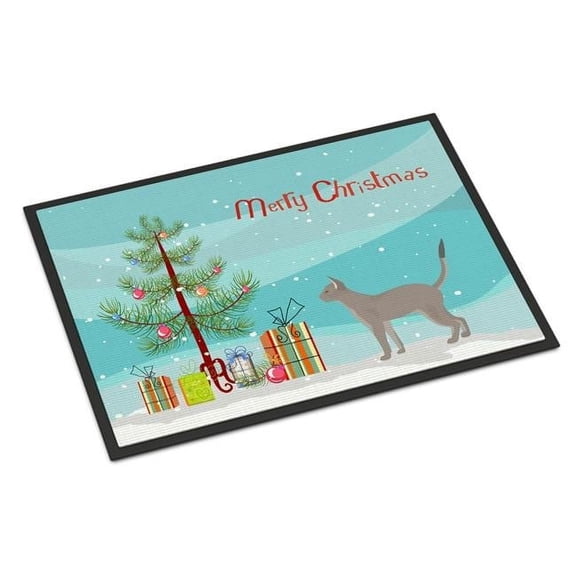 Blue Abyssinian Cat Merry Christmas Door Mat