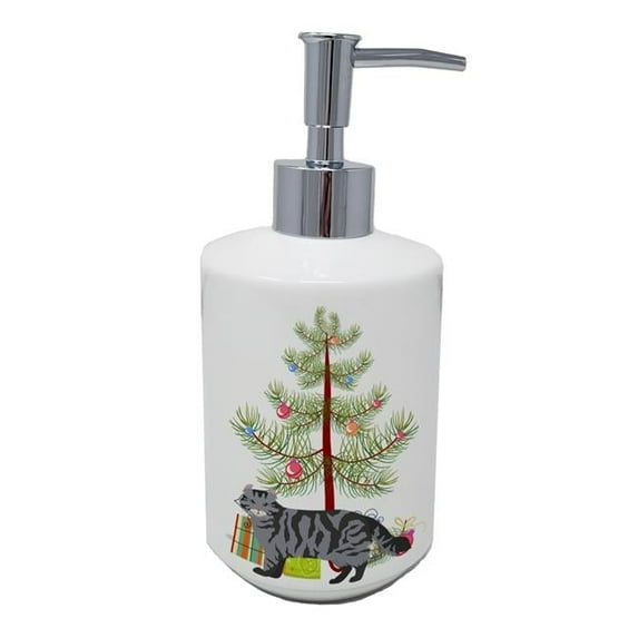 Carolines Treasures CK4552SOAP 7 x 3.5 in. Unisex American Curl No.1 Cat Merry Christmas Ceramic Soap Dispenser
