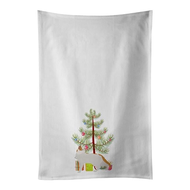 Carolines Treasures CK4560WTKT 28 x 19 in. Unisex Arabian Mau Cat Merry Christmas White Dish Towels Kitchen Towel - Set of 2