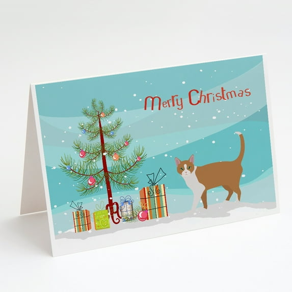 Carolines Treasures CK4571GCA7P Brazilian Shorthair Cat Merry Christmas Greeting Cards and Envelopes Pack of 8 7 x 5