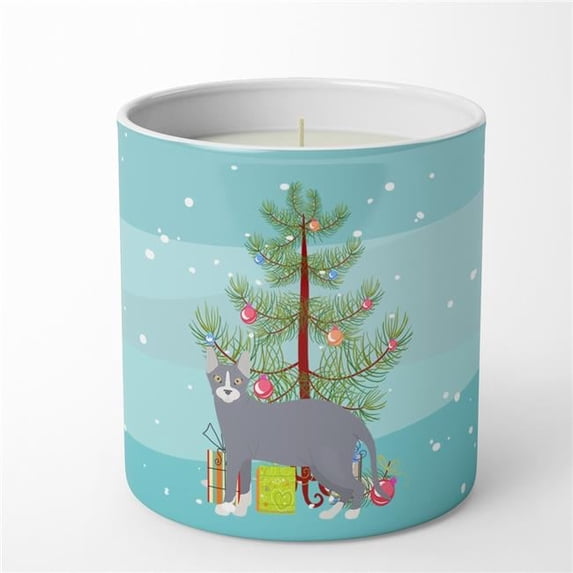Carolines Treasures CK4605CDL 3.75 x 3.25 in. Unisex Don Sphynx No.2 Cat Merry Christmas 10 oz Decorative Soy Candle