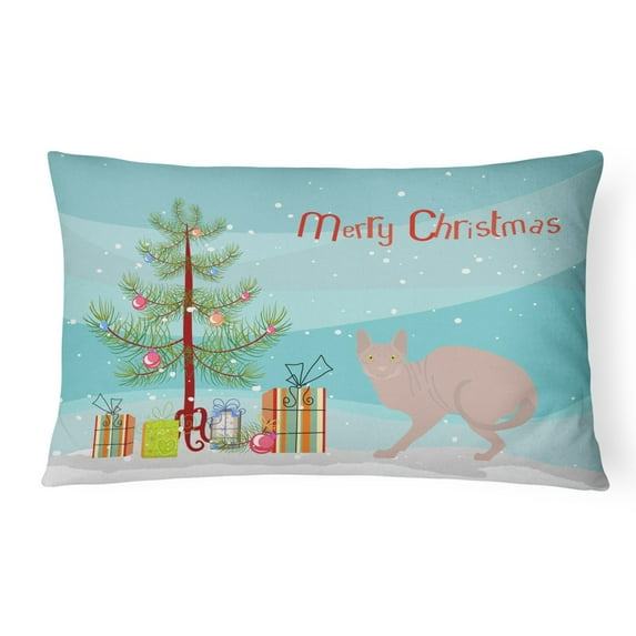 Carolines Treasures CK4606PW1216 Don Sphynx 3 Cat Merry Christmas Canvas Fabric Decorative Pillow, 12H x16W, multicolor