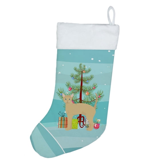 German Rex #2 Cat Merry Christmas Christmas Stocking 13.5 in x 18 in