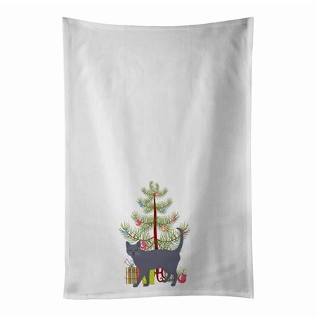 Carolines Treasures CK4638WTKT 28 x 19 in. Unisex Korat No.3 Cat Merry Christmas White Dish Towels Kitchen Towel - Set of 2